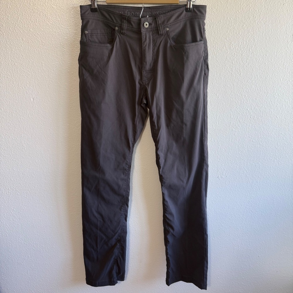 Prana Men's 33 Gray Brion Pants Hiking Outdoor Travel Neutral Nylon